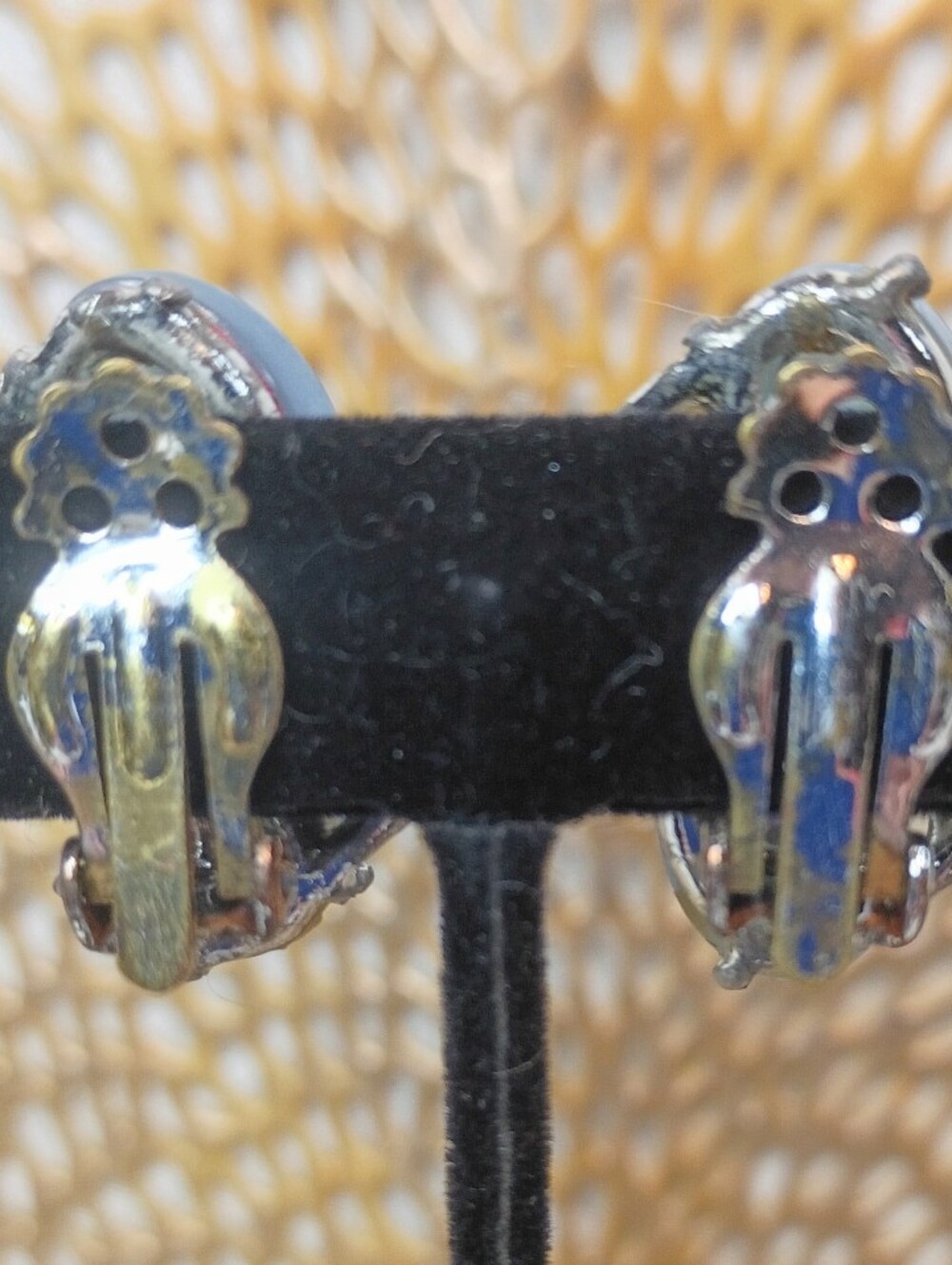 Thermoset Light Blue Teardrop Clip-On Earrings - Picture 3 of 5
